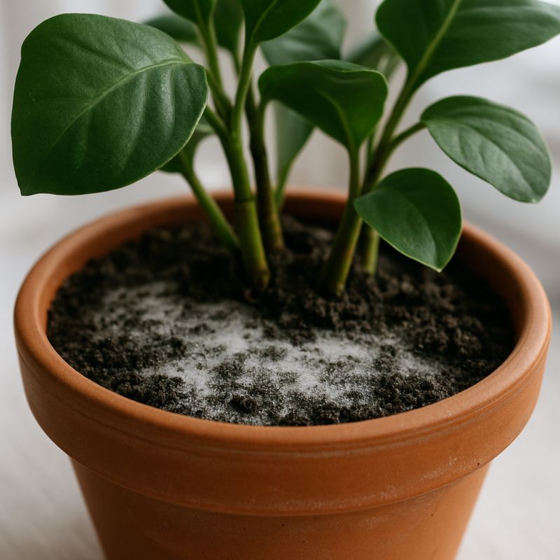 Что делать, если почва в горшке покрылась плесенью