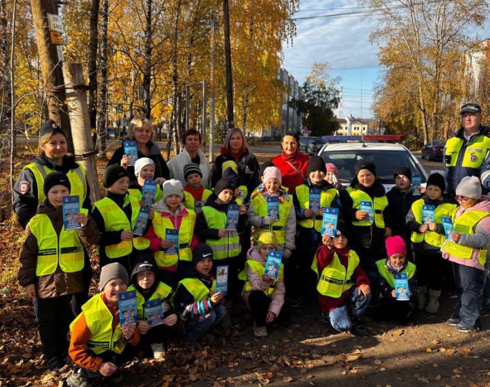 #Госавтоинспекторы11 и общественники организовали пешую экскурсию для первоклассников школы г. Емвы