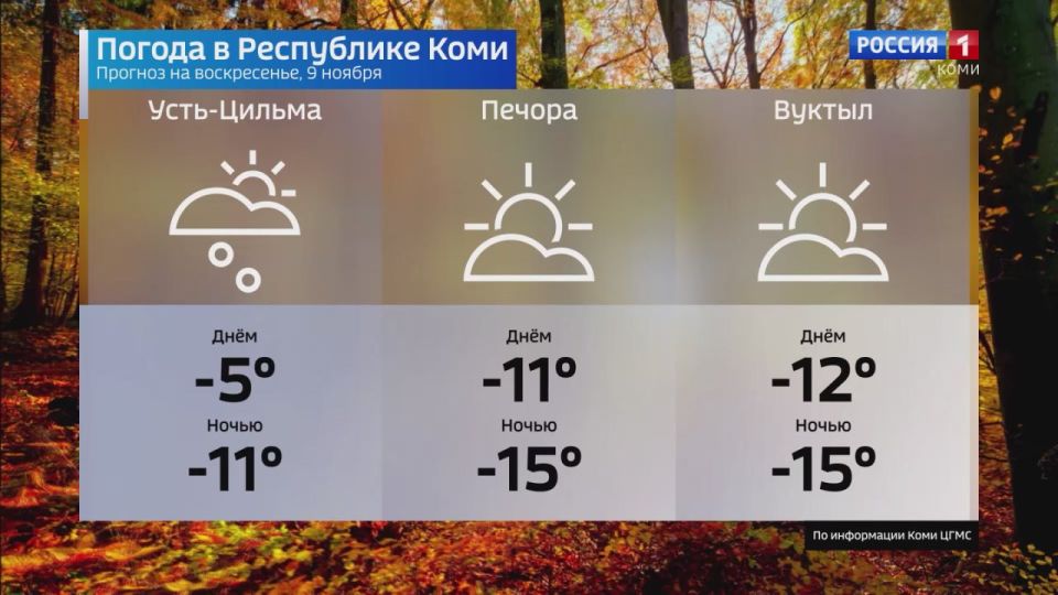 Прогноз погоды в Республике Коми на 9 ноября