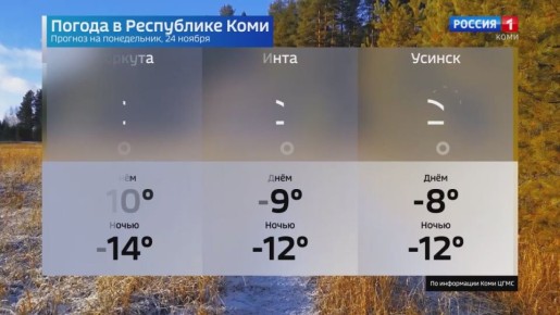 Прогноз погоды в Республике Коми на 24 ноября