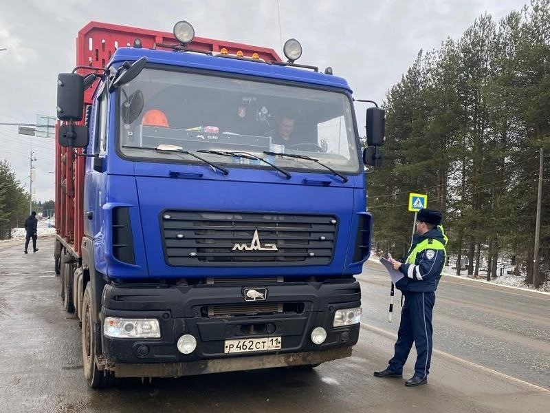 Сотрудники ОСВ ДПС на федеральной автодороге проводят проверку водителей, осуществляющих перевозку пассажиров и грузов