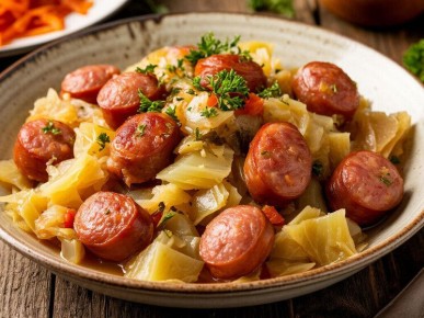 Невероятный ужин: тушеная капуста с сосисками для всей семьи