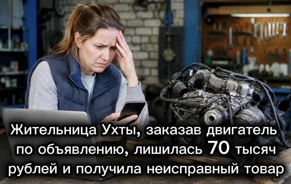 Жительница Ухты, заказав двигатель по объявлению, лишилась 70 тысяч рублей и получила неисправный товар