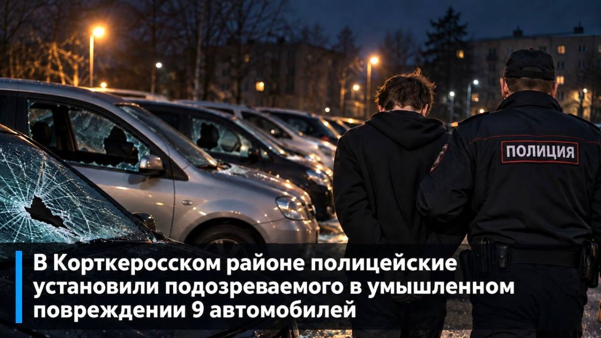 В Корткеросском районе полицейские установили подозреваемого в умышленном повреждении 9 автомобилей