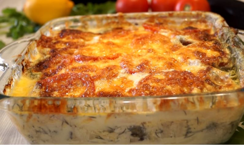 Удивительный минтай с помидорами и сыром